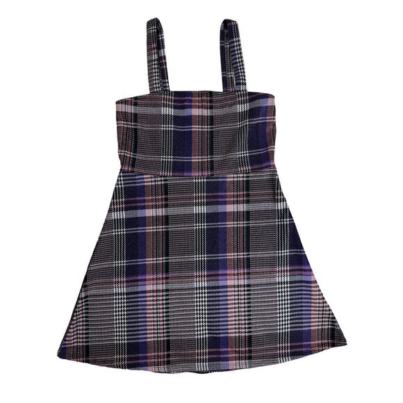 Forever 21 Sleeveless Plaid Mini Dress Size L Multicolor Wide Strap Preppy - Picture 1 of 6